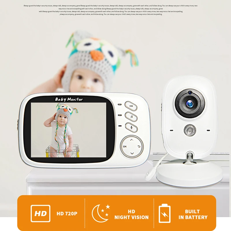 VB603 Wireless Video Color Baby Monitor with 3.2Inches LCD 2 Way Audio Talk Night Vision Surveillance Security Camera Babysitter |