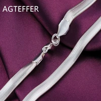 agteffer 925 sterling silver 1618202224 inch 6mm flat snake chain necklace for women man fashion wedding party charm jewelry