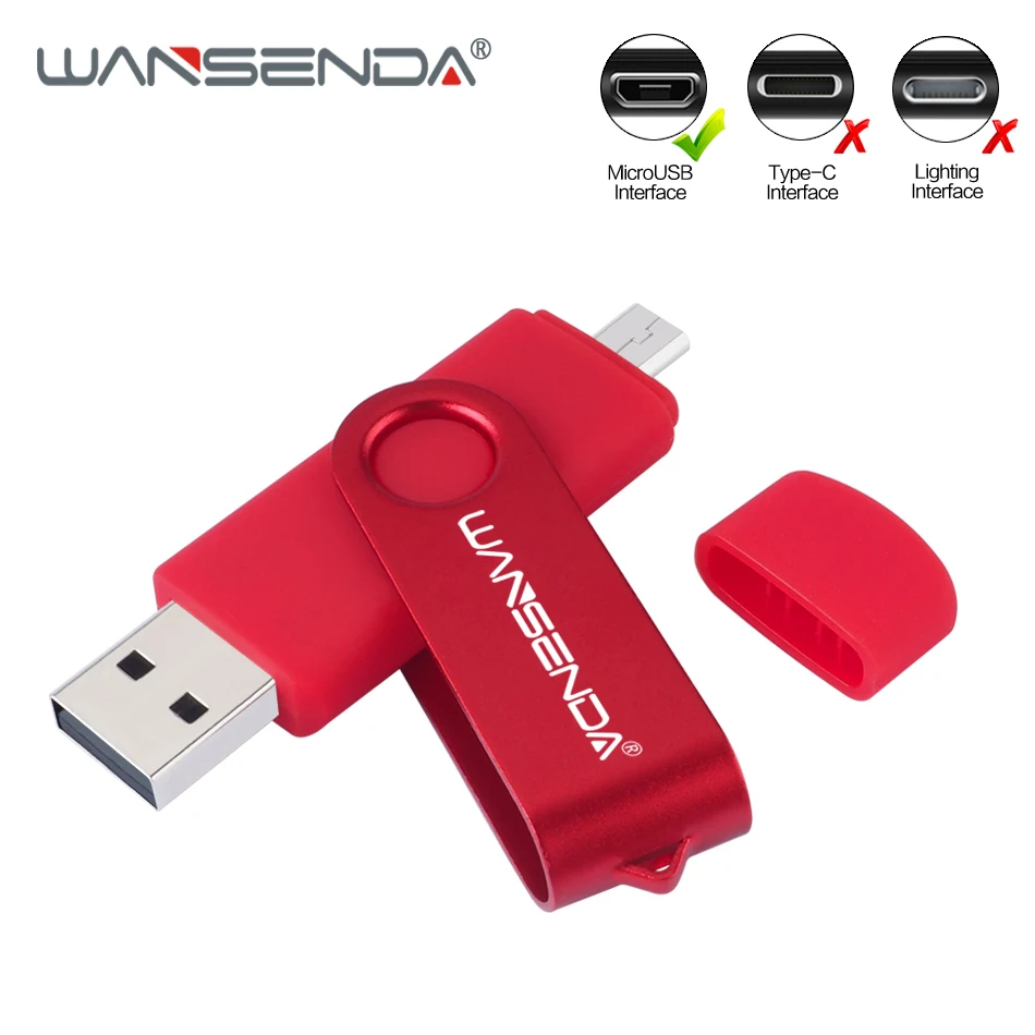 

USB-флеш-накопитель WANSENDA 2 в 1, Micro USB, 256/128/64/32/16/8/4 ГБ