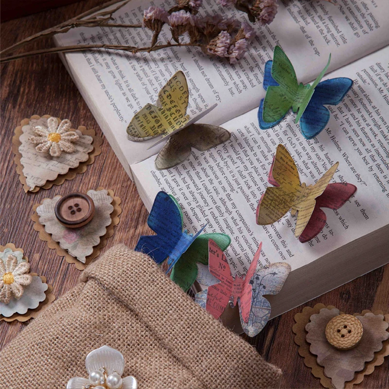 Наклейки декоративные в стиле ретро с птицами цветами бабочками 45 шт. |