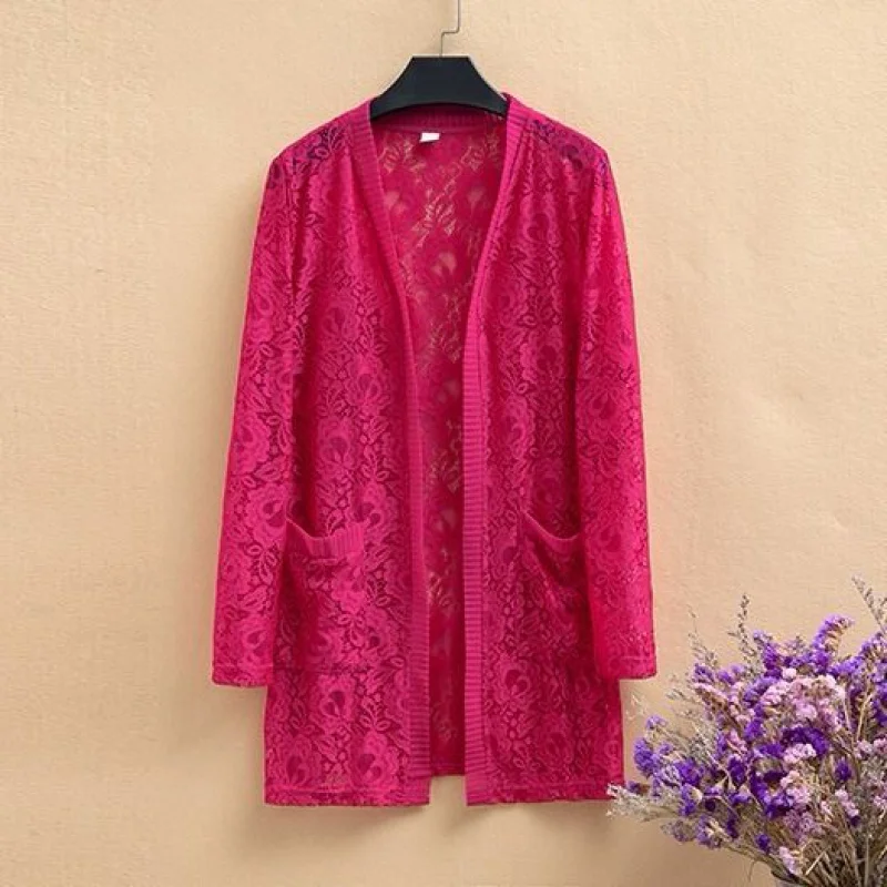 new Big Size Wind Breaker For Women Long Sleeve Solid Loose Thin Jackets Summer Ladies Fashion Lace Joker Medium Coats | Женская одежда