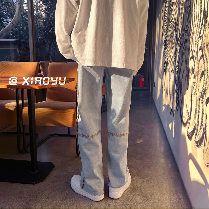 Мужские джинсы модные свободные в Корейском стиле хип-хоп с широкими штанинами