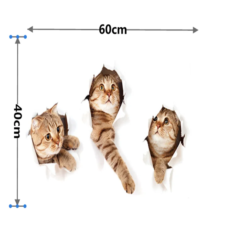 

New Hole View 3D Cat Wall Sticker Bathroom Toilet Living Room Home decoration Decals Poster Background wallpaper Vinyl Stickers