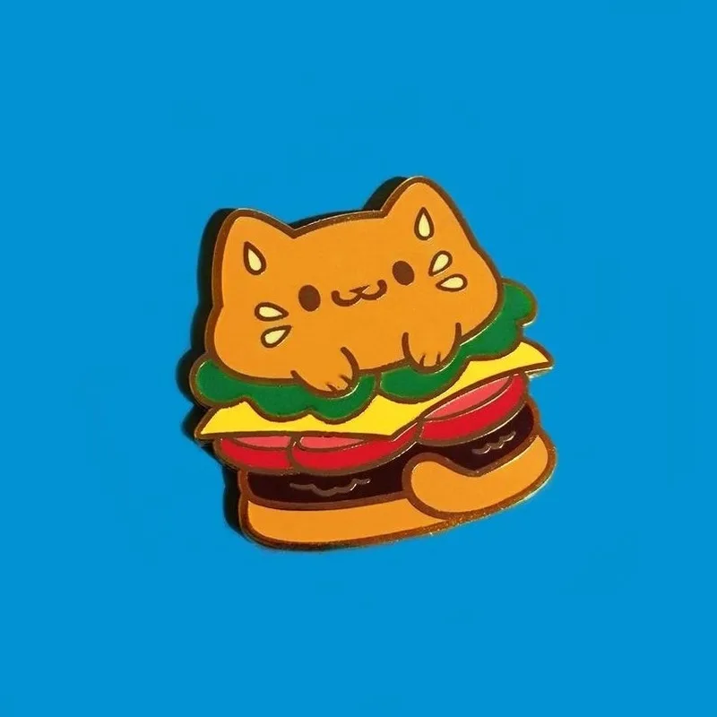 Эмалированная булавка с отворотом для гамбургера воротника аксессуары рюкзака и