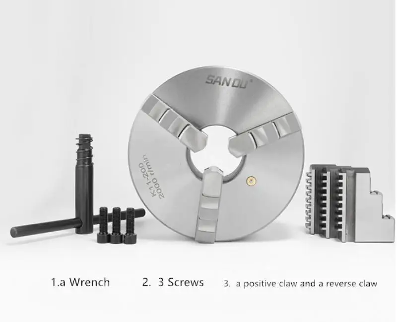 San Ou K11- 130/k11- 160/3 Jaw Lathe Chuck /130Mm/160Mm/ A Wrench, 3 Screws / A Positive Claw and A Reverse Claw