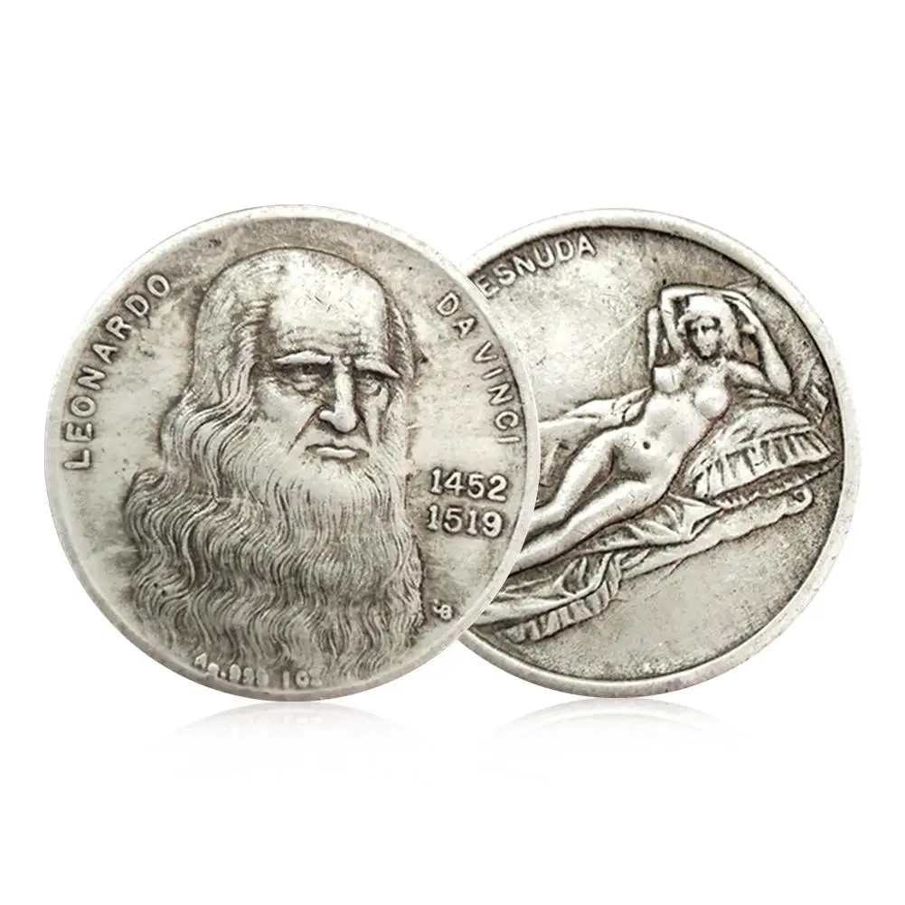 1 шт. памятная монета Leonardo Da Vinci под старину, имитация серебряного монета да Винчи, памятная Коллекционная монета