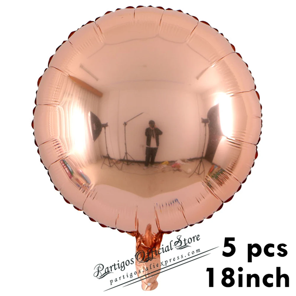 5pcs 18inch round 1 компл. 4D розовое золото свадебные украшения, воздушные шары из фольги металлические блестящие звезды глобусы День Рождения Декор поставки баллоны с гелием - Цвет: 5pcs 18inch round
