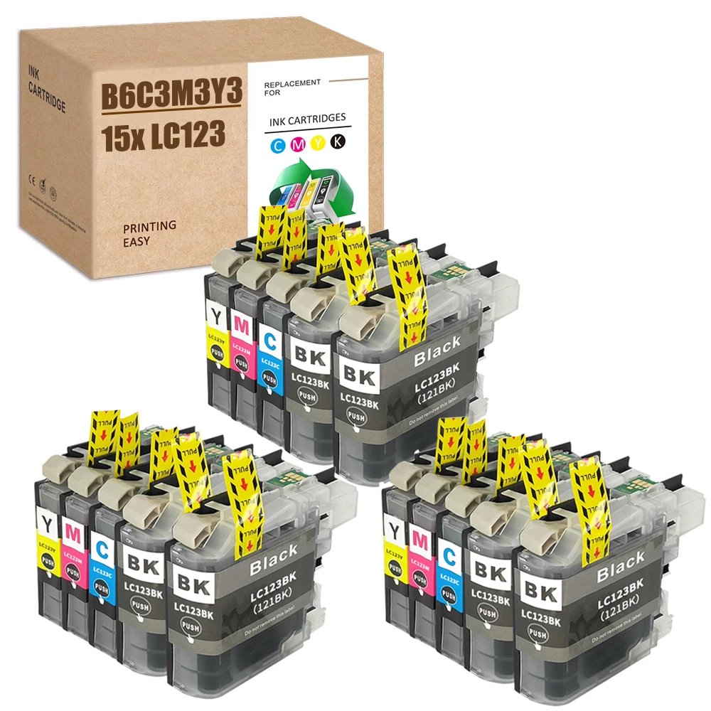 

HS 15x For Brother LC123XL LC121XL MFC-J4410DW J6920DW J4110DW J6720DW J6520DW J870DW MFC-J4710DW MFC-J4510DW DCP-J132W J552DW