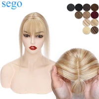 sego 6x9cm 100 human hair silk base small hair toppers with bangs for women natural clip in top hairpiece indian hair