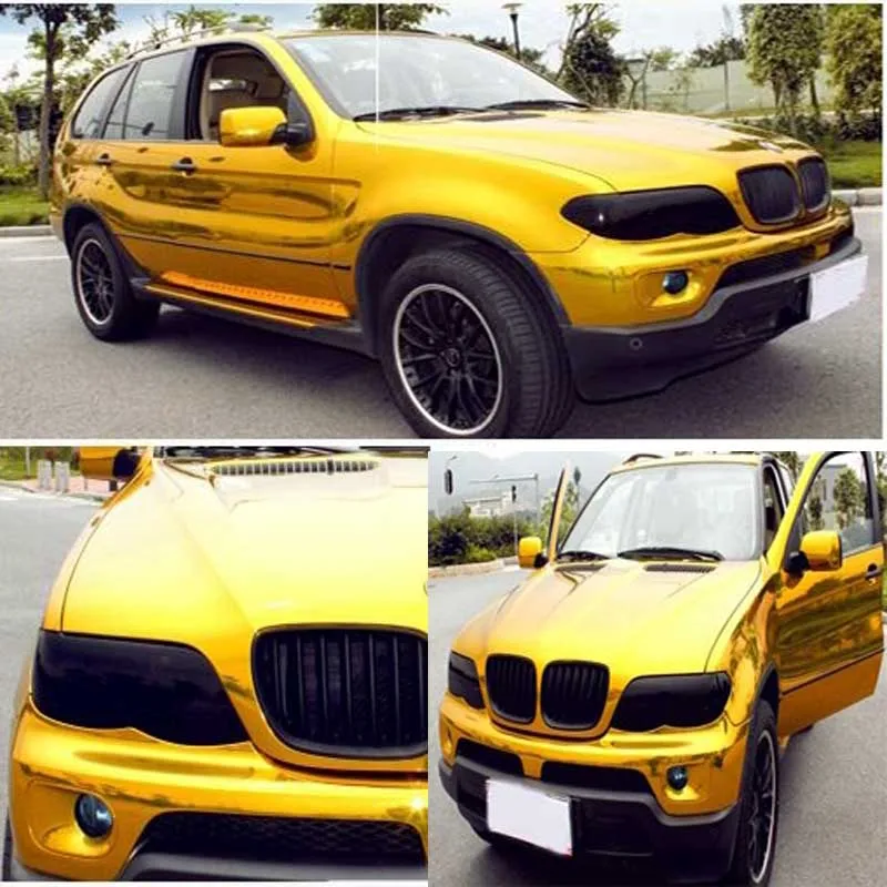

5m Gold Chrome Covering Film Car Stickers Vinyl Wrap Motorcycle Auto Wrapping Foil Body Bubble Cricut Carbon Fiber