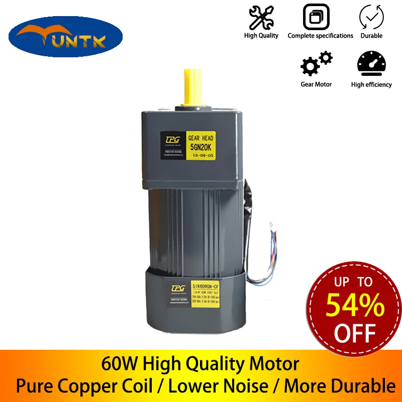 

60W 110V AC Gear Fixed Speed Electric Motor Reducer 5IK60GN-C With Single Phase Asynchronous High Torque Deceleration