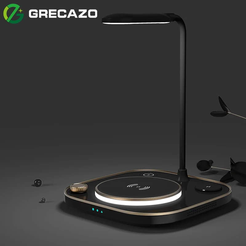 GRECAZO for Modern Led Office Desk Lamp Wireless Charger Lamp 15w Fast 3 In 1 Wireless Charging for IPhone Phone Watch Earphone