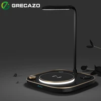 grecazo for modern led office desk lamp wireless charger lamp 15w fast 3 in 1 wireless charging for iphone phone watch earphone