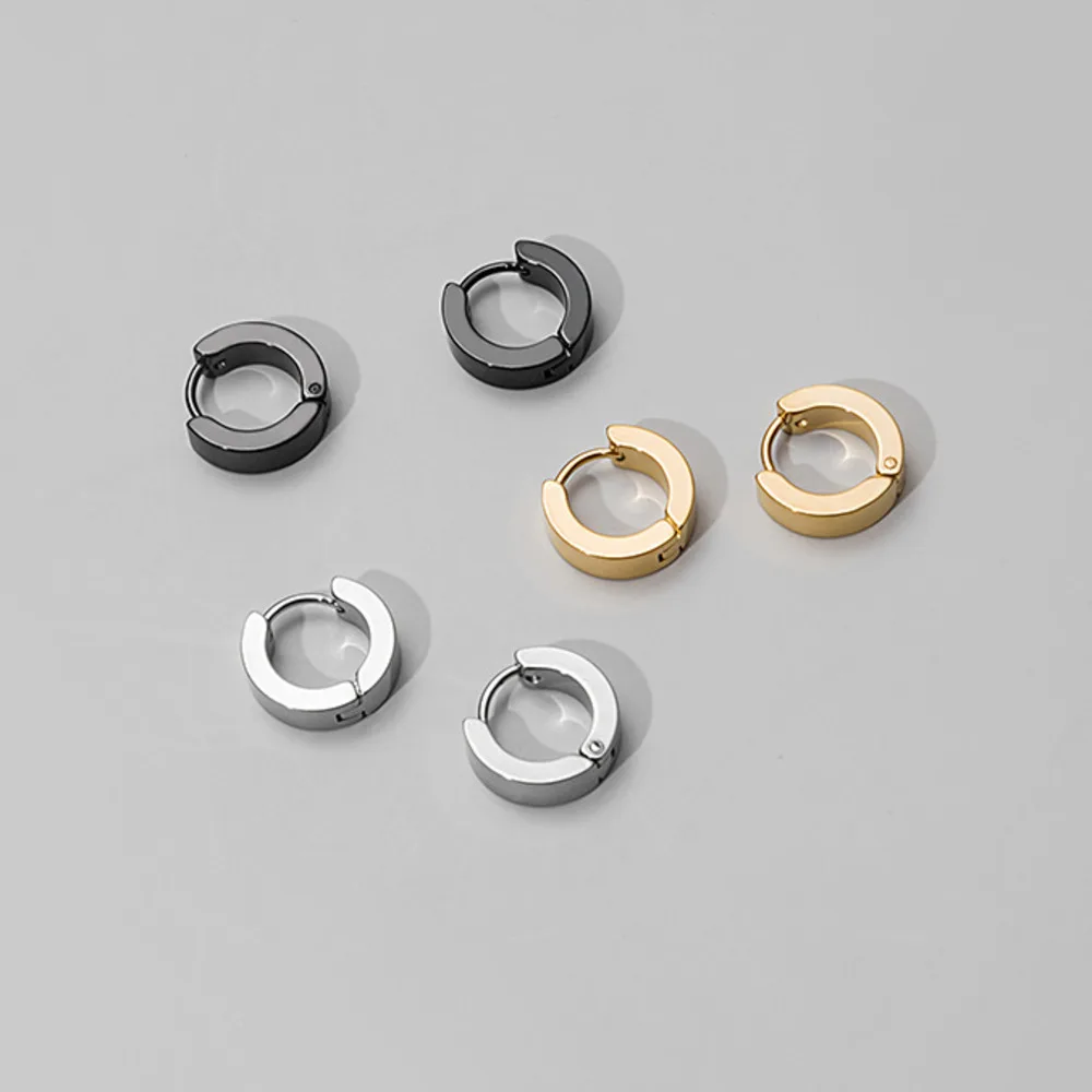 

Stainless Steel 14mm Width Hoop Earrings for Women Men Gold Black Circle Thick Ear Ring Huggie Earrings Piercing Accessories