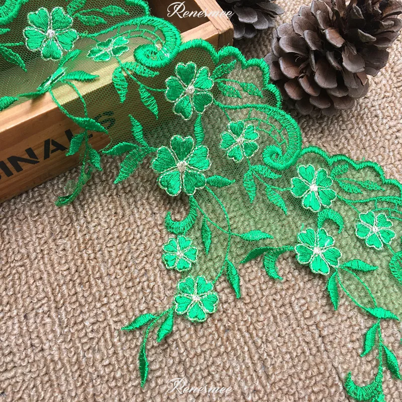 Изящная золотистая нить 1 м зеленого цвета модная вышивка кружевная ткань для