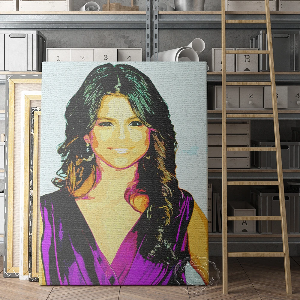 

American Singer Selena Gomez Wall Painting, Female Actor Wall Art, Elegant Goddess Portrait Picture, Music Star Wall Stickers