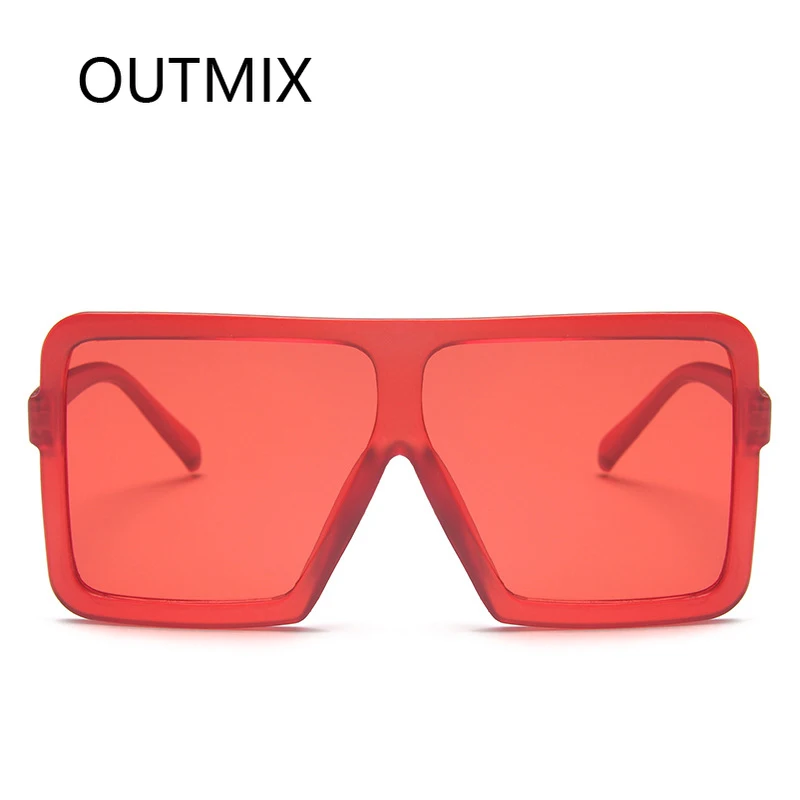 

OUTMIX Classic Oversized Sunglasses Women's Brand Design Retro Square Sun Glasses Men Fashion Black Transparent Eyeglasses UV400