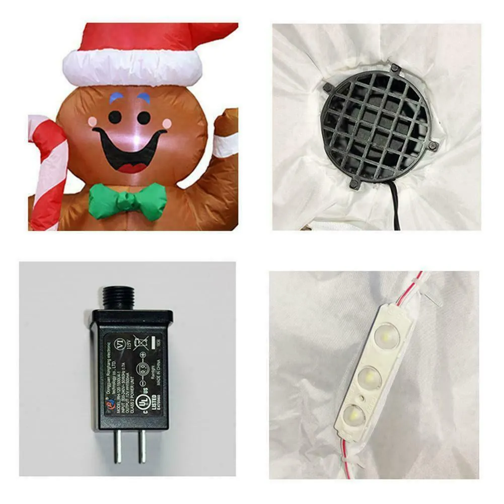 

5ft Christmas Inflatable Santa Claus Gingerbread Snow Man Hold Candy Stick Decor for Indoor Outdoor TY66