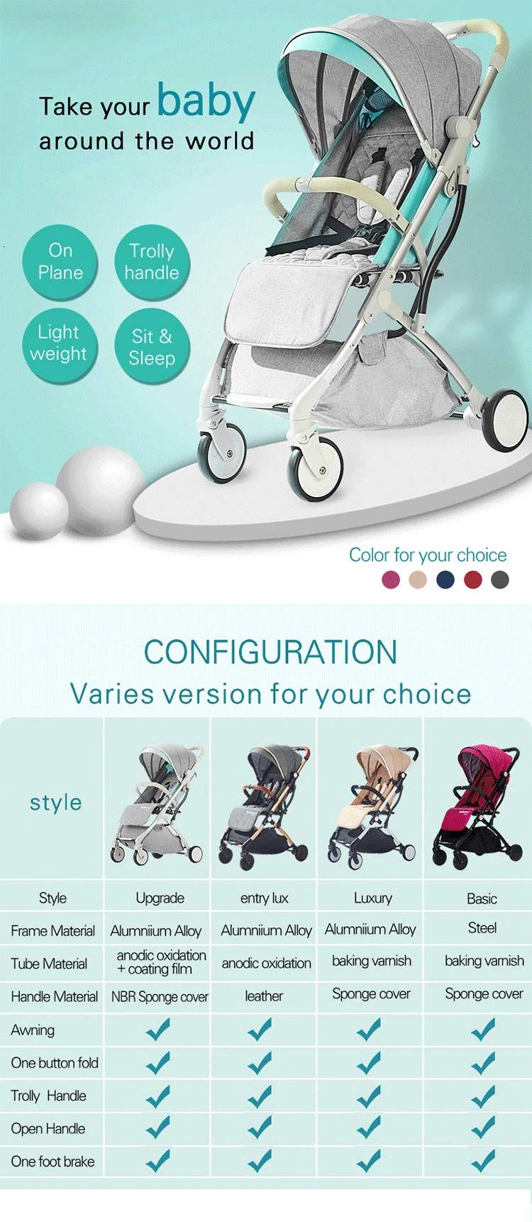 ILcomun Baby Stroller Trolley Car Trolley Folding Baby Carriage Buggy Lightweight Pram Easy Carry Stroller Original Pushchair