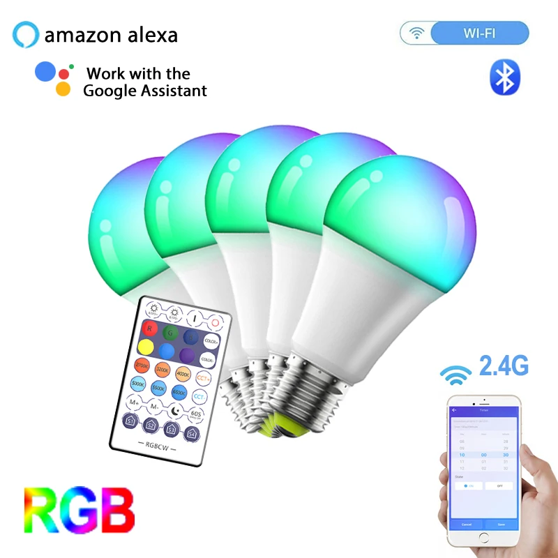 

Умная RGB-лампа с Wi-Fi, пульт дистанционного управления