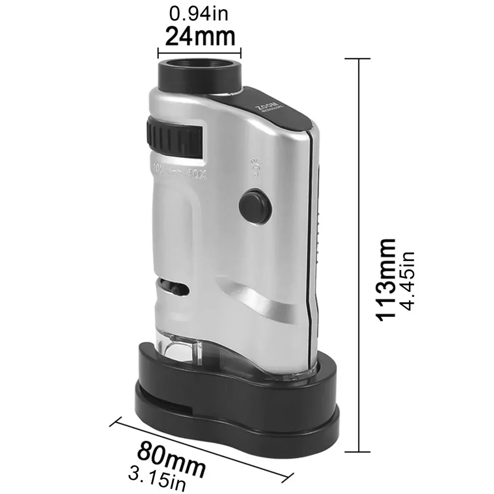 

Mini Microscope Handheld Portable Microscope With LED Light 20X-40X Magnification Pocket Microscope Magnifier Loupe Glass
