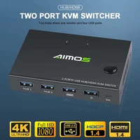 4k kvm switch box video display usb switcher splitter for 2 pc sharing keyboard mouse printer plug and play with cables