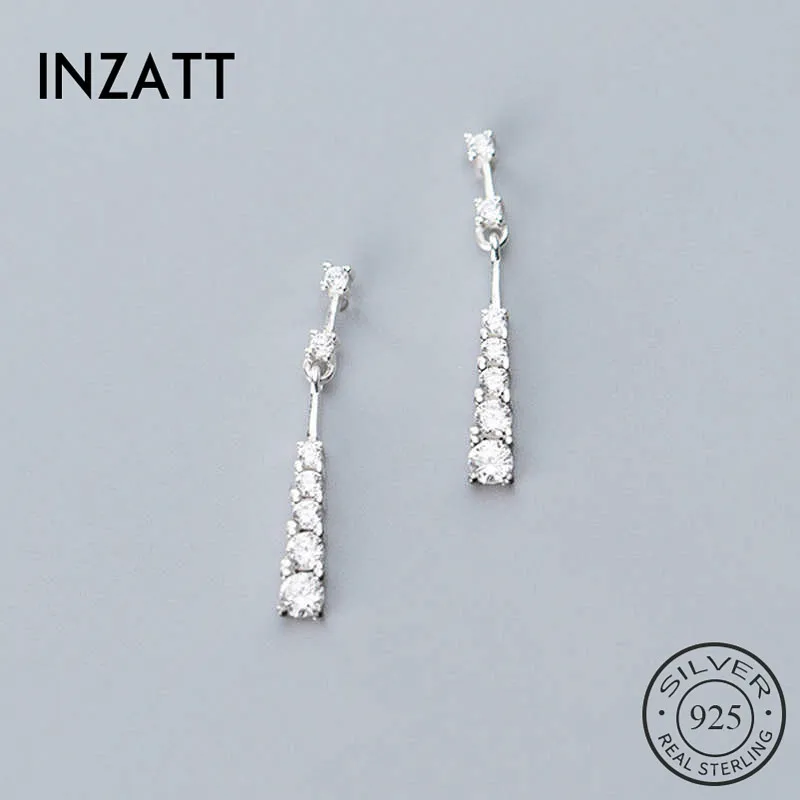 

INZATT Настоящее серебро 925 пробы минималистичные циркониевые серьги-гвоздики для модных женщин на день рождения милые ювелирные украшения ак...