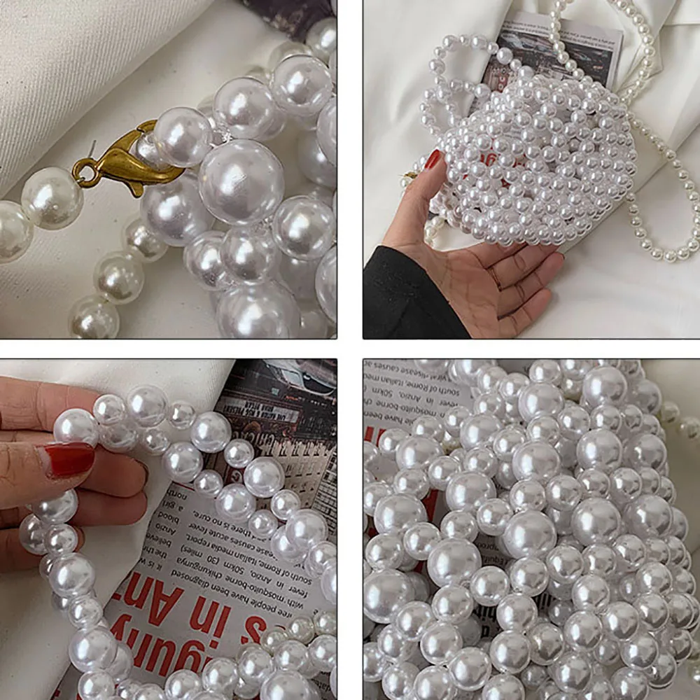 

Women Summer Pearl Handbag Fashion Hollow Fashion Shoulder Bag New Style Bucket Bag ML154