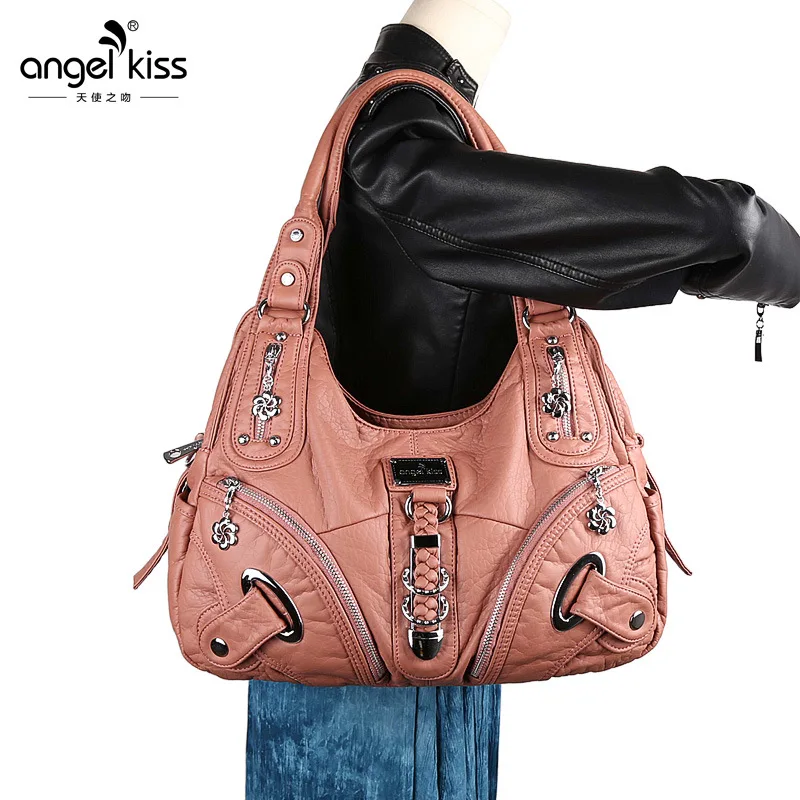 luxury washed shoulder bags for women 2022 classic fashion motorcycle soft handbags pu leather shoppin bags chic crossbody bag free global shipping