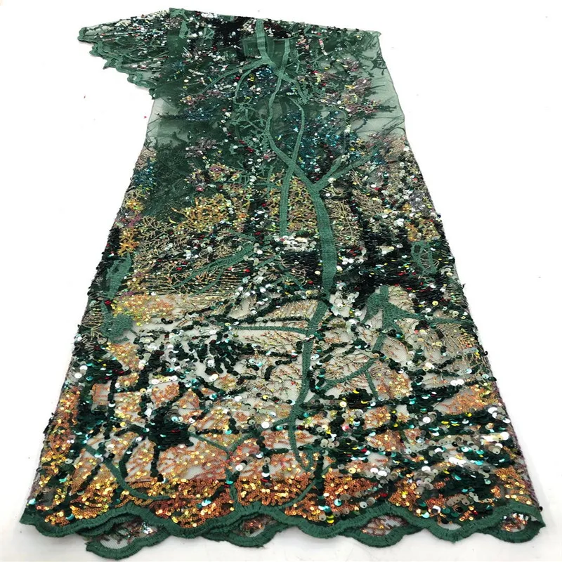 

Madison African Sequins Lace Fabric 2020 High Quality Lace Nigerian French Net Tulle Lace Fabrics For Wedding Sewing