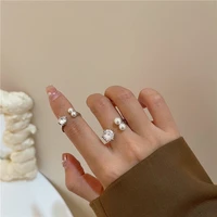 u magical exquisite shining cz zircon charm rings for women fashion simulation pearl open adjusting finger metal ring jewelry