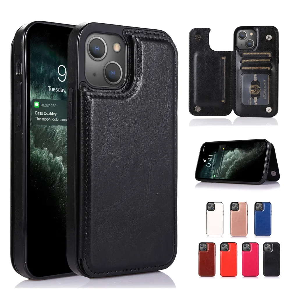 

Luxury Wallet Back Cover for iPhone 13 12 11 Pro Max XS XR 7 8 6 Plus Shockproof Case PU Leather Card Holder Stand Phone Coque