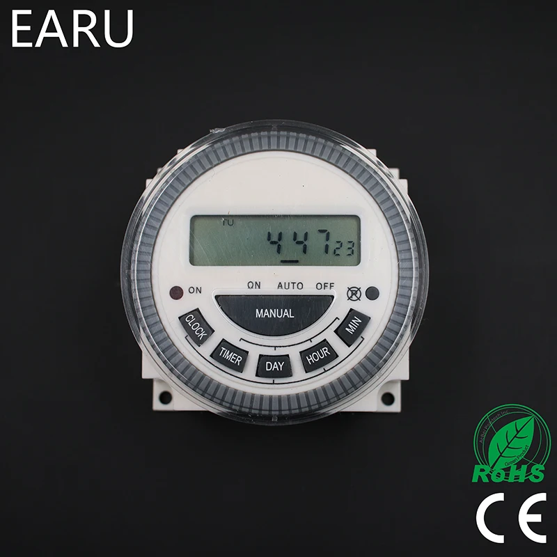 

EARU TM619 AC 220V 230V 240V Digital LCD Power Timer Programmable Time Switch Relay with UL listed relay 16A, easy wiring.