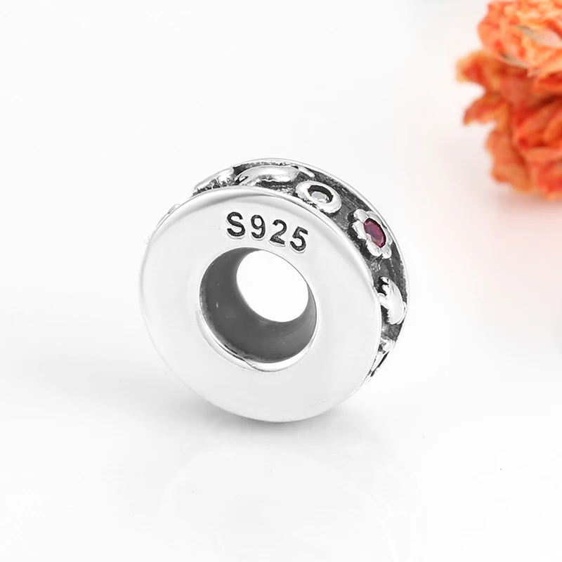Бусина-Разделитель с розовым цирконием для браслета серебро 925 пробы | Украшения