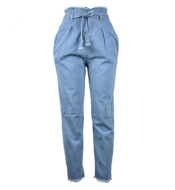 

Zoulv Spring 2021 Vintage Women Trousers Denim Europe and America Quality No Bombs High-waisted Belt Straight-Cut Jeans