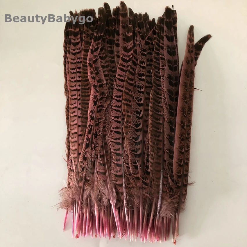 direct pink 100 штук, черные перья фазана с кольцом, 25-30 см, 10-12 дюймов, длинные натуральные Куриные перья, шлейфы, карнавал, рождественские украшения - Цвет: direct pink