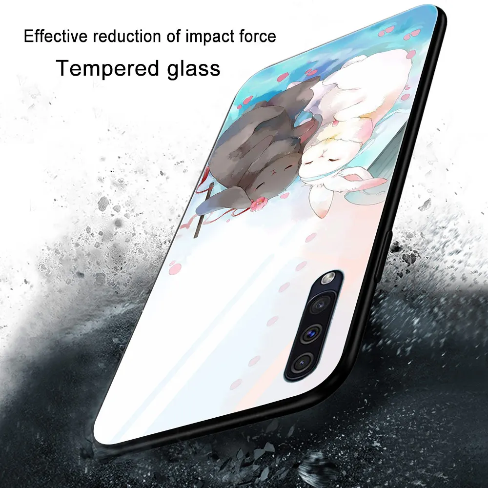 

Cartoon Rabbit Phone Case For Samsung A51 A71 A21 A21S A30 A40 A41 A50 A70 M31 S9 S8 S10 S20 Plus Note 20 Ultra 10 Glass Cover