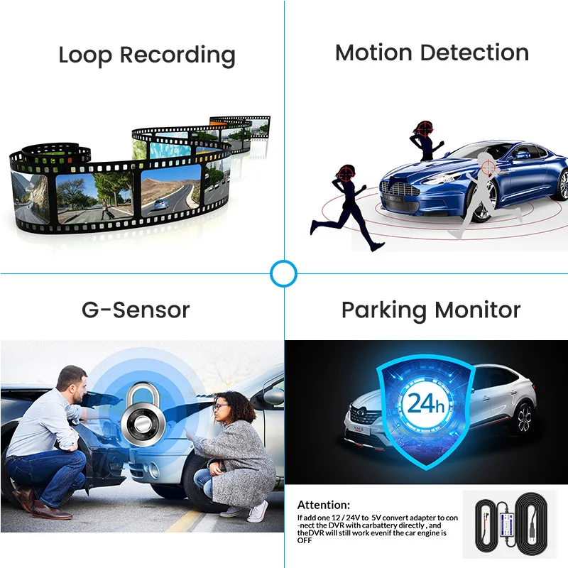 Автомобильный видеорегистратор с камерой заднего вида 4 0 дюйма IPS экран Full HD 1080P 8