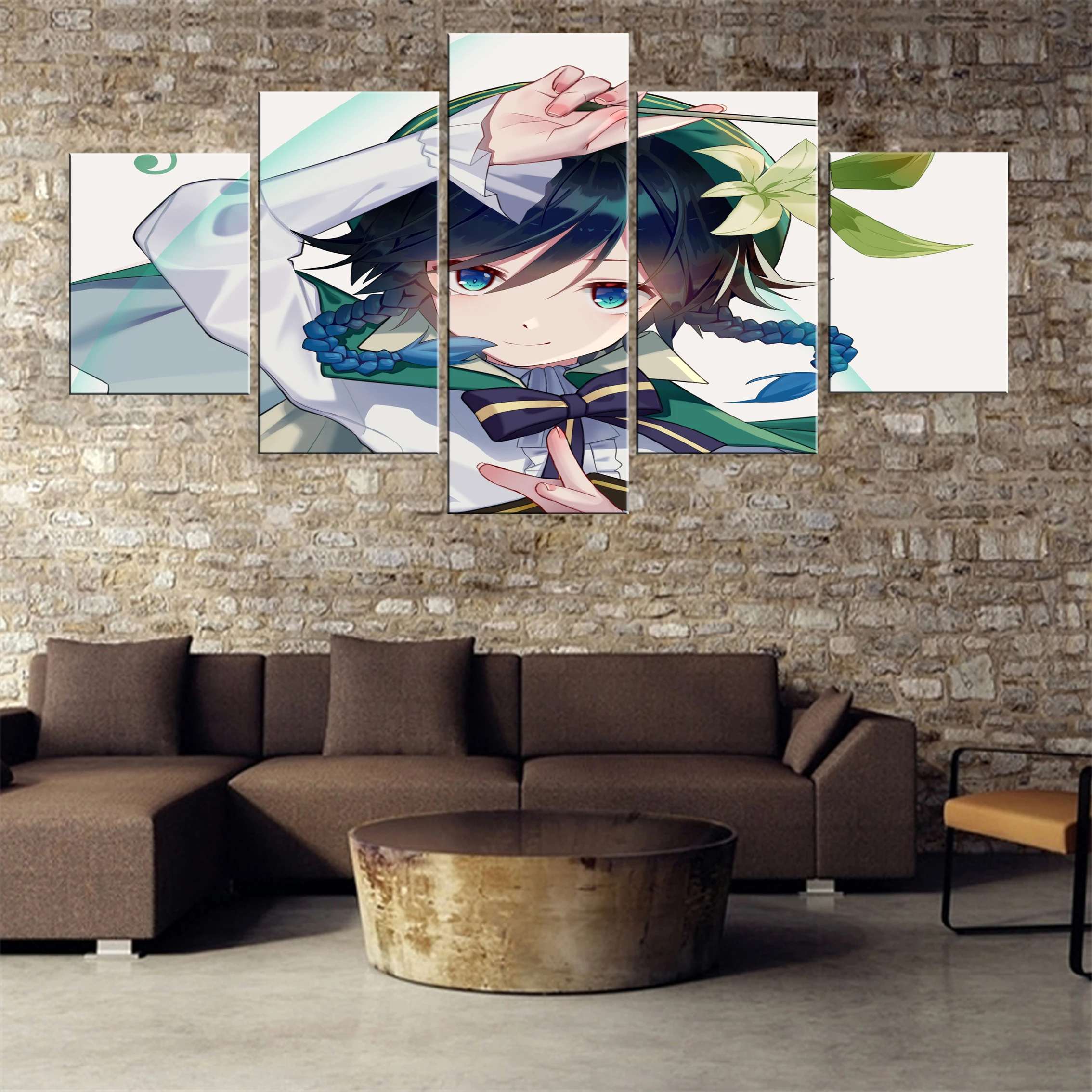 

Genshin Impact Game 5 Pieces Canvas Paintings Decor Picture Wall Home Room Printed Framework Art Decoration Modular