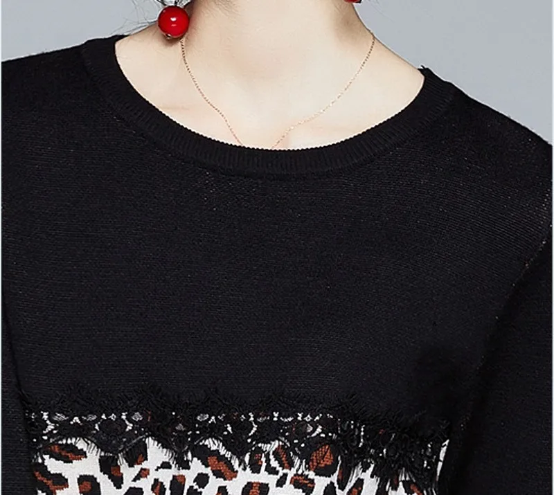 

2020 Autumn winter fashion Casual knit suit leopard knit sweater + pants fashion casual two-piece sets