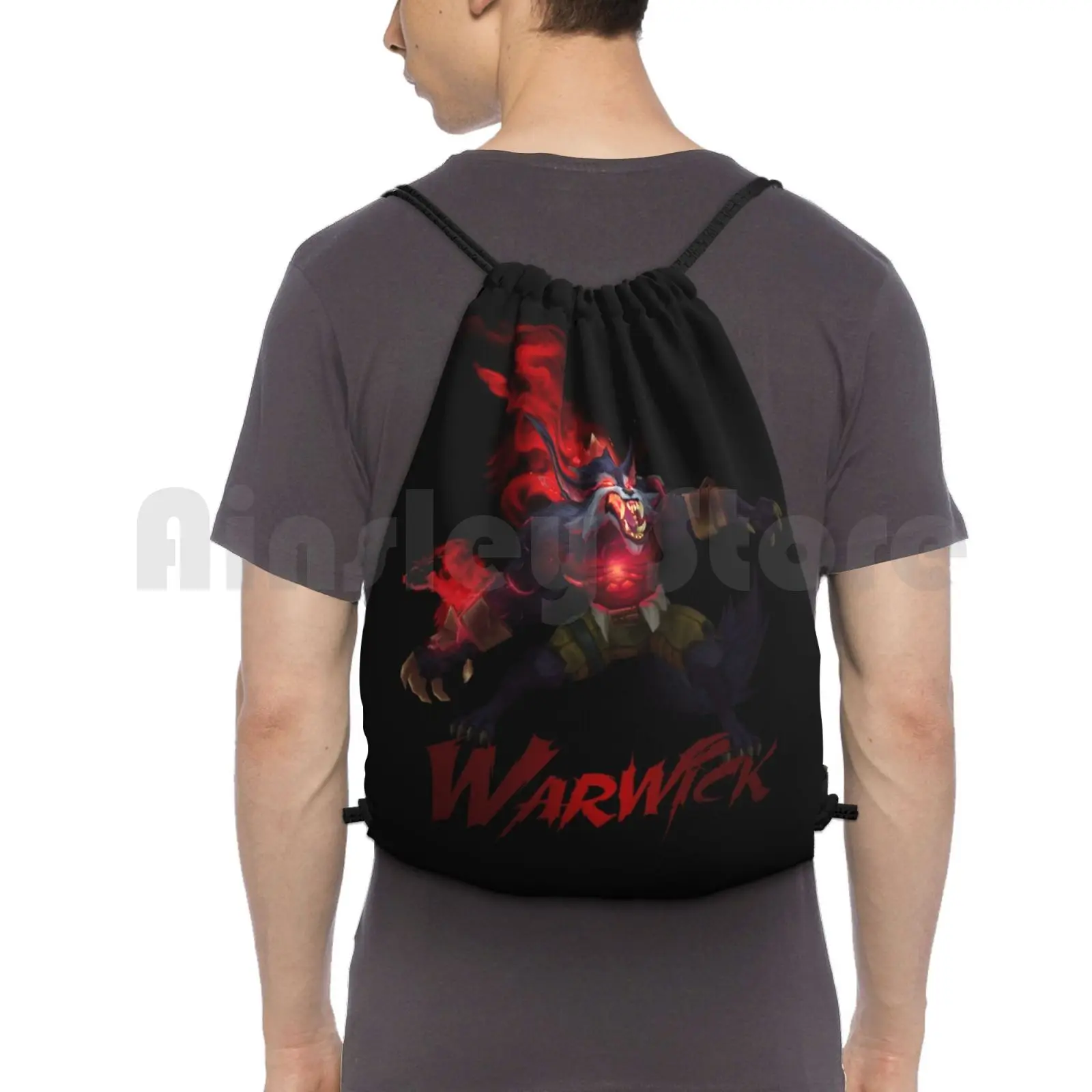 

Warwick , The Uncaged Wrath Of Zaun Backpack Drawstring Bags Gym Bag Waterproof Warwick Sabrewulf Riot Jinx Talon Zed