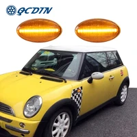 qcdin 2pcs for bmw mini cooper for r50 r52 r53 2001 2006 side turn signal light marker light led flowing water turn signal light