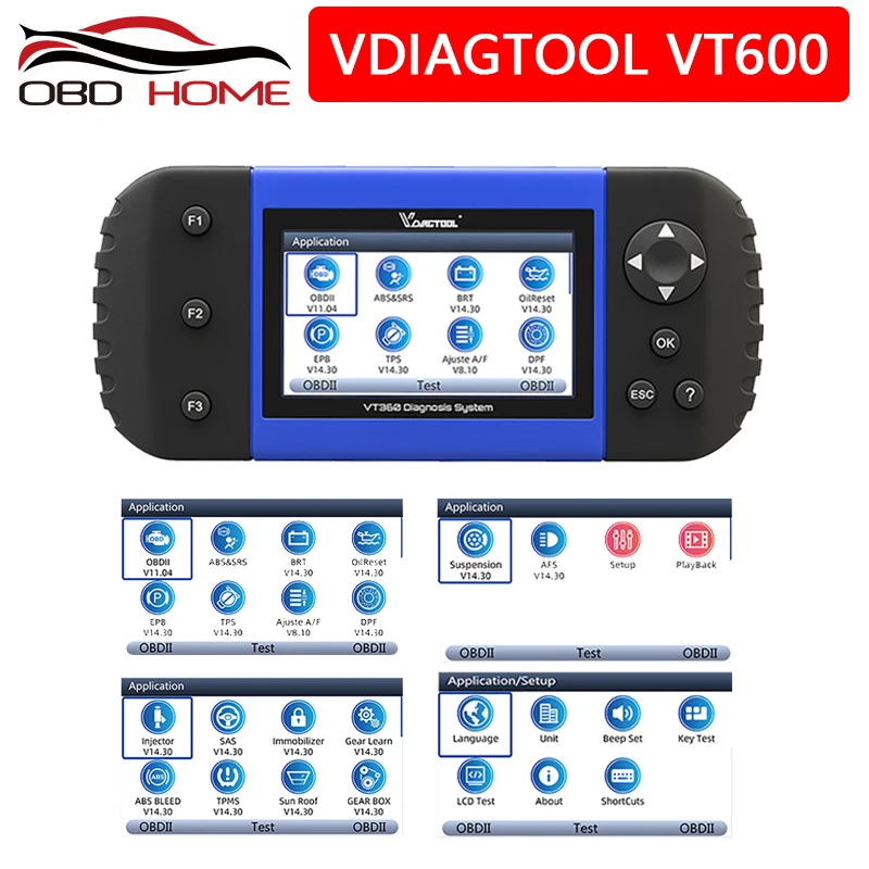 VT600 OBD2 автомобильный сканер инструмент для двигателя ABS SRS EPB служба сброса масла