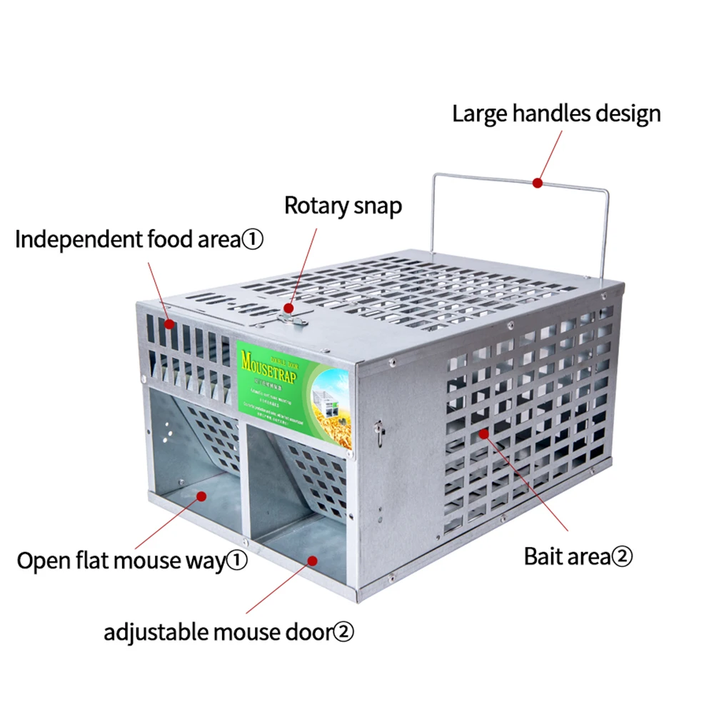 

Double-door High-efficiency Mousetrap Household Large Space Automatic Rat Trap Continuous Metal Mouse Trap Cage