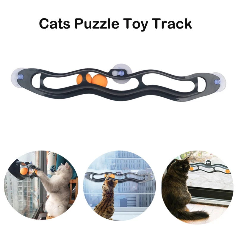 

Cat Interactive Toys Suction Cup Track Ball Pet Window Adsorption Glass Plastic Sucker Cats Puzzle Toy Track Toys for Cat Gatos