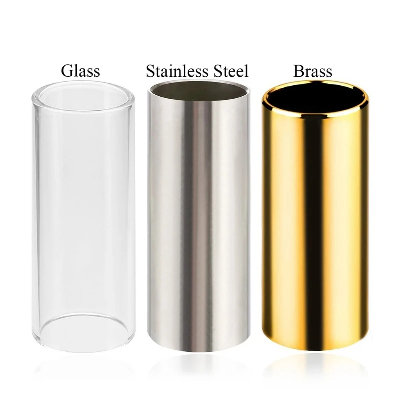 

Medium Guitar Slides Set 1 Glass Slide, 1 Stainless Steel Slide , 1 Brass Slide and 10 Guitar Picks in Plastic Box