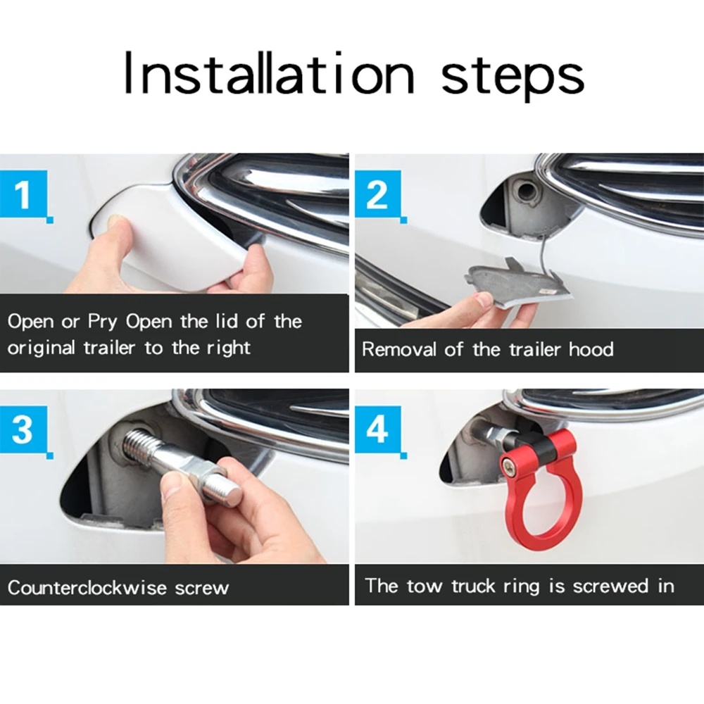 

Track Racing Style Tow Hook Ring Universal Racing Ring Vehicle Towing Hook for All Car Truck SUV Aesthetic Decoration