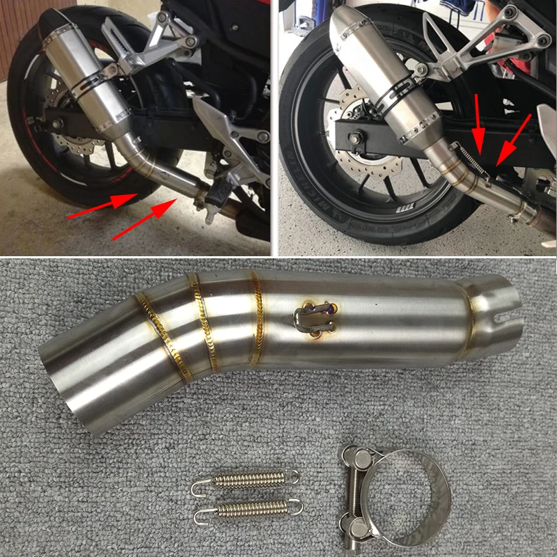Motorcycle Exhaust Contact Middle Mid Pipe Connector For HONDA 2012 2013 2014 2015 CBR500R CB500X CBR400R CB400X Systems |