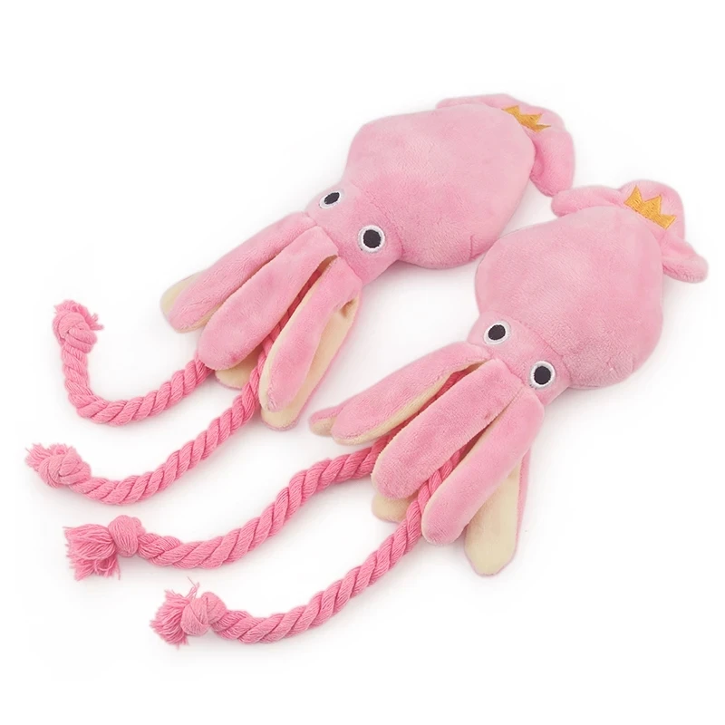 

2020 Chew Toys Hot Sale Sale Plush Dog Toy Cute Cuttlefish Bite Resistant Voice For Octopus Pet Knot Teddy Chew