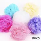 10 шт. нейлоновая мочалка Сетка Губкой цветок шарик для ванны для тела Чистящая Щетка для душа для мульти-пена может быть повешенным слойка мяч шарик для ванной